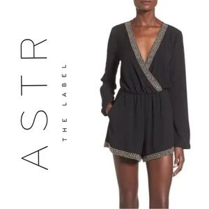 ASTR 🖤 Black Romper with Elegant Trim